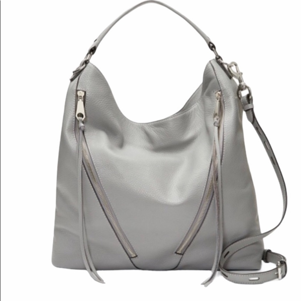 Rebecca MINKOFF Grey tumbled leather hobo crossbody and shoulder bag
